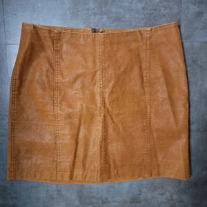 Free People Faux Leather Gingerbread Mini Skirt, Size 10